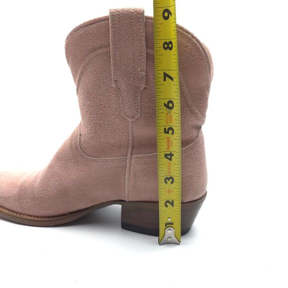 TECOVAS The Lucy Western Ankle Boots Rose Suede Pink Y2k Cowgirl Block Heel Boho - Picture 7 of 10